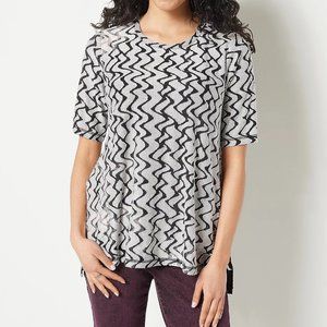 LOGO by Lori Goldstein Knit Jacquard Hi-Low Hem Top